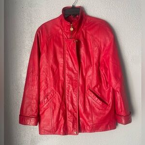 Women's vintage Red Leather coat